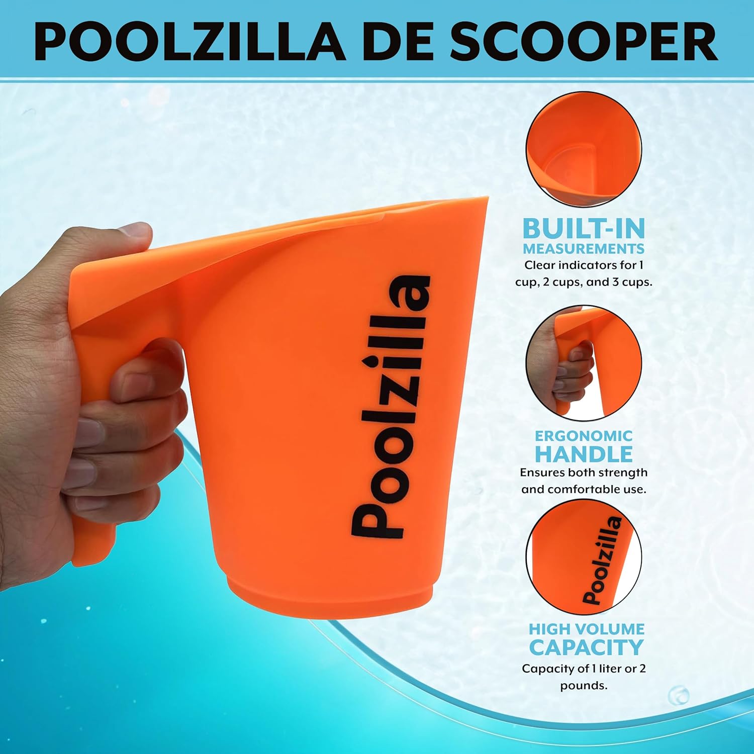 Poolzilla DE Chemical Scooper (1 Liter/2 Lbs)