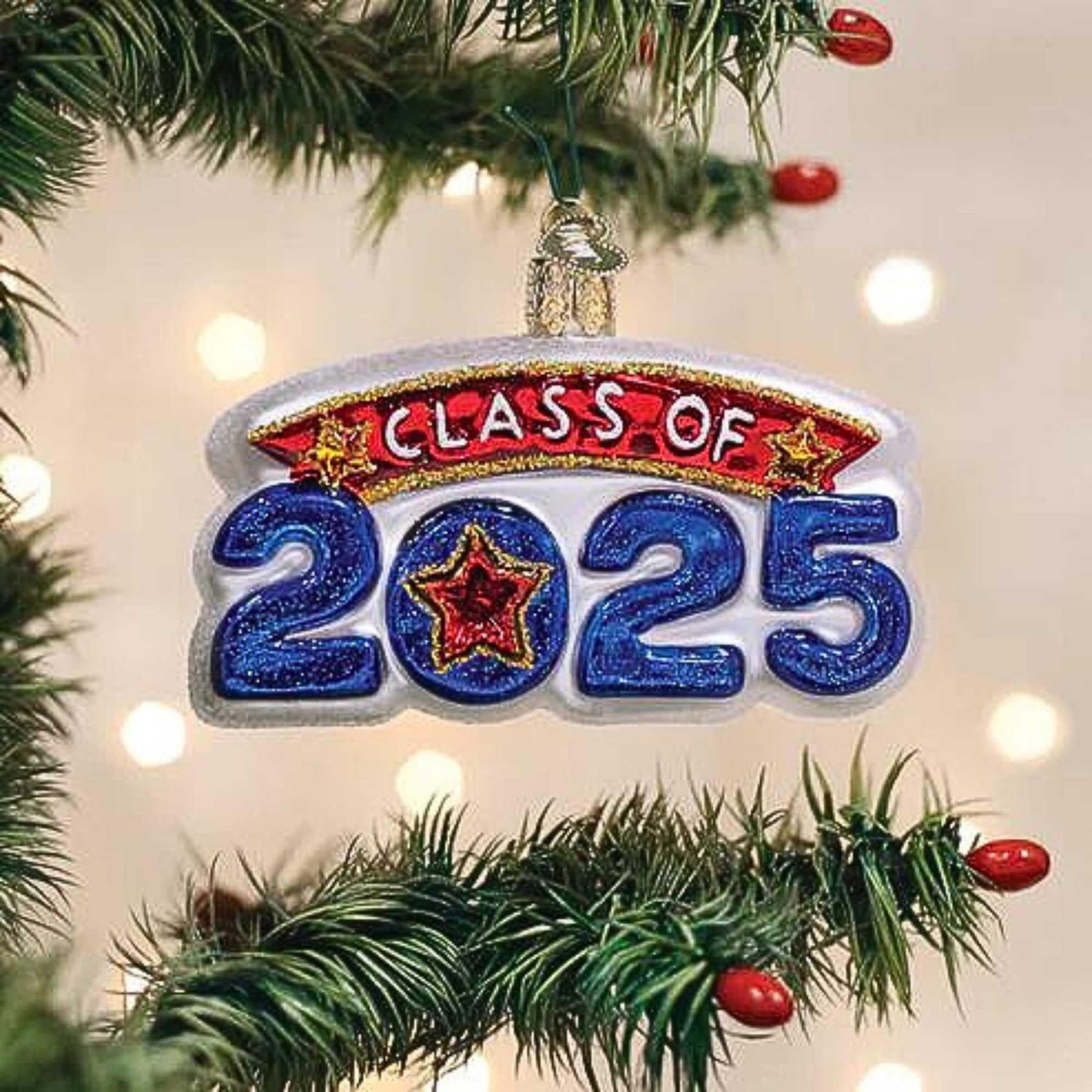 Old World Christmas Class of 2025 Glass Blown Ornament for Christmas Tree, Handcrafted Holiday Decoration, Class of Collection