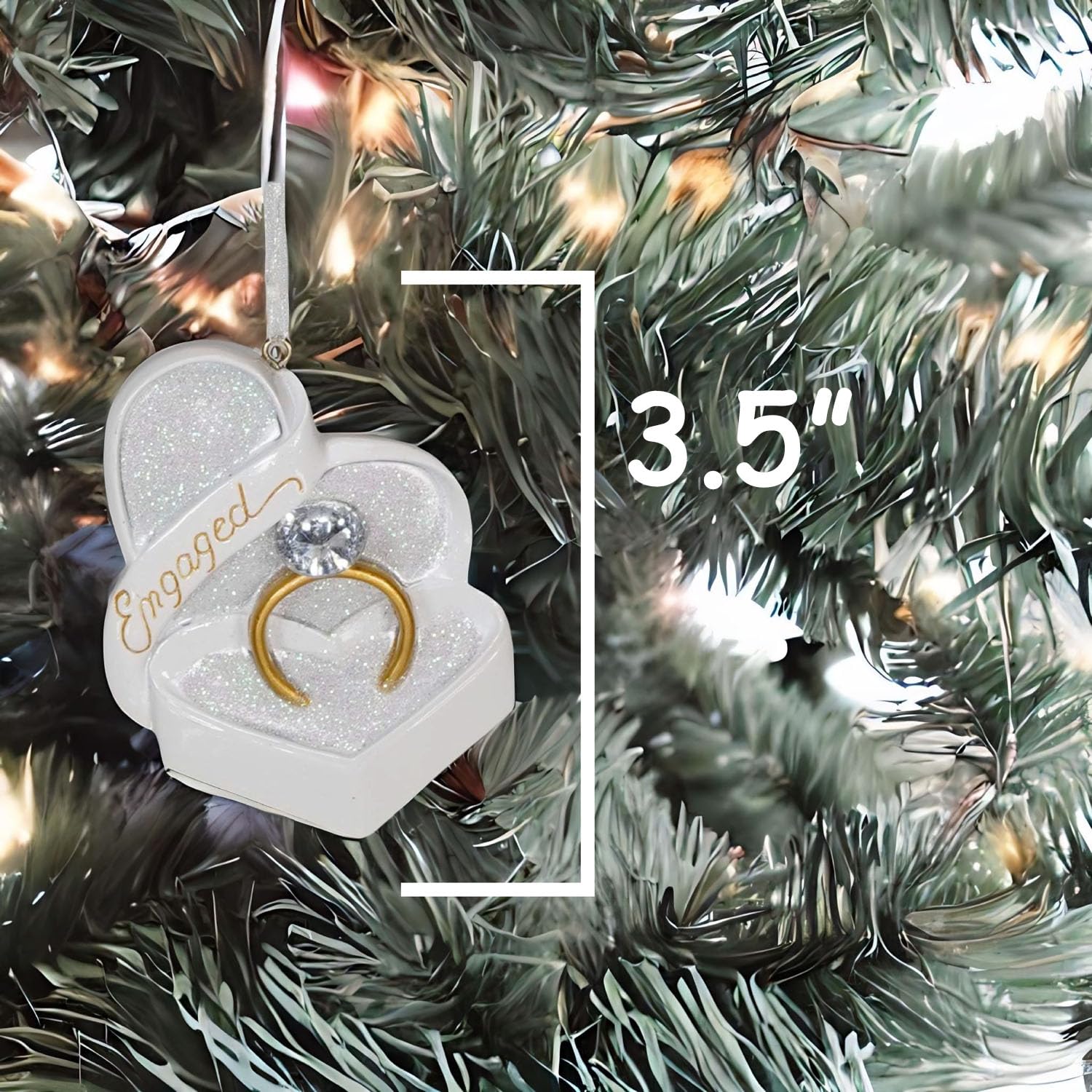Engaged Heart Shaped Box and Ring with Gem Ornament