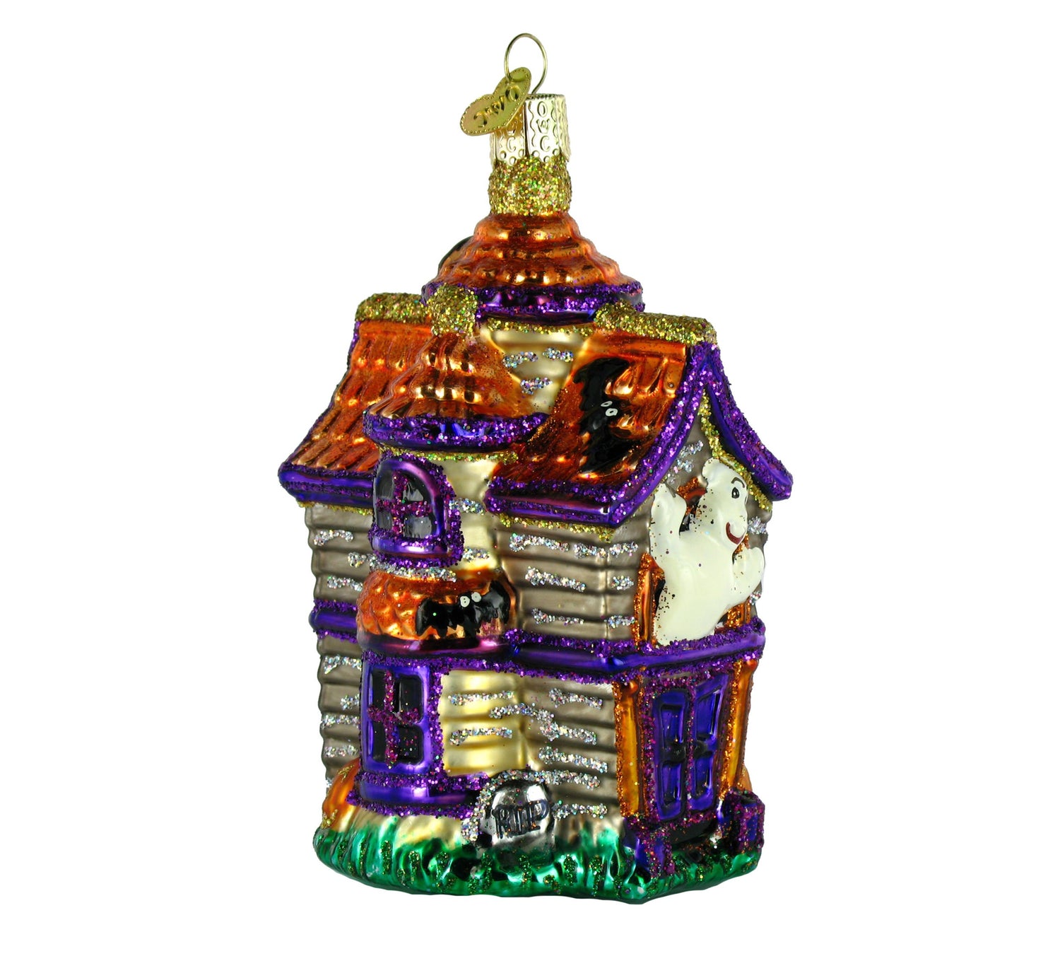 Old World Christmas Haunted House Glass Blown Ornament for Christmas Tree, Handcrafted Holiday Decoration, Halloween Collection