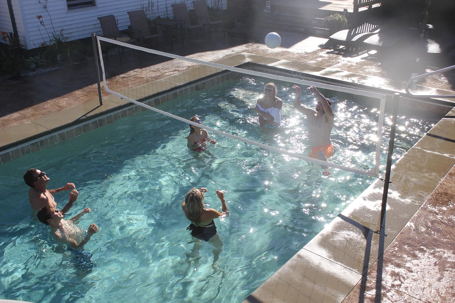 Global Pool Products X2 Basketball/Volleyball Set (16'/20') With Net and Ball, No Anchor