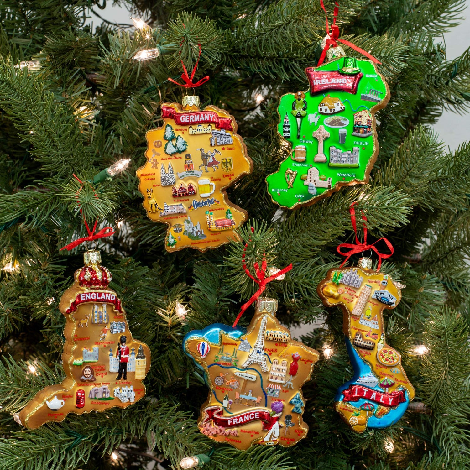 4.75-Inch France Map Glass Ornament