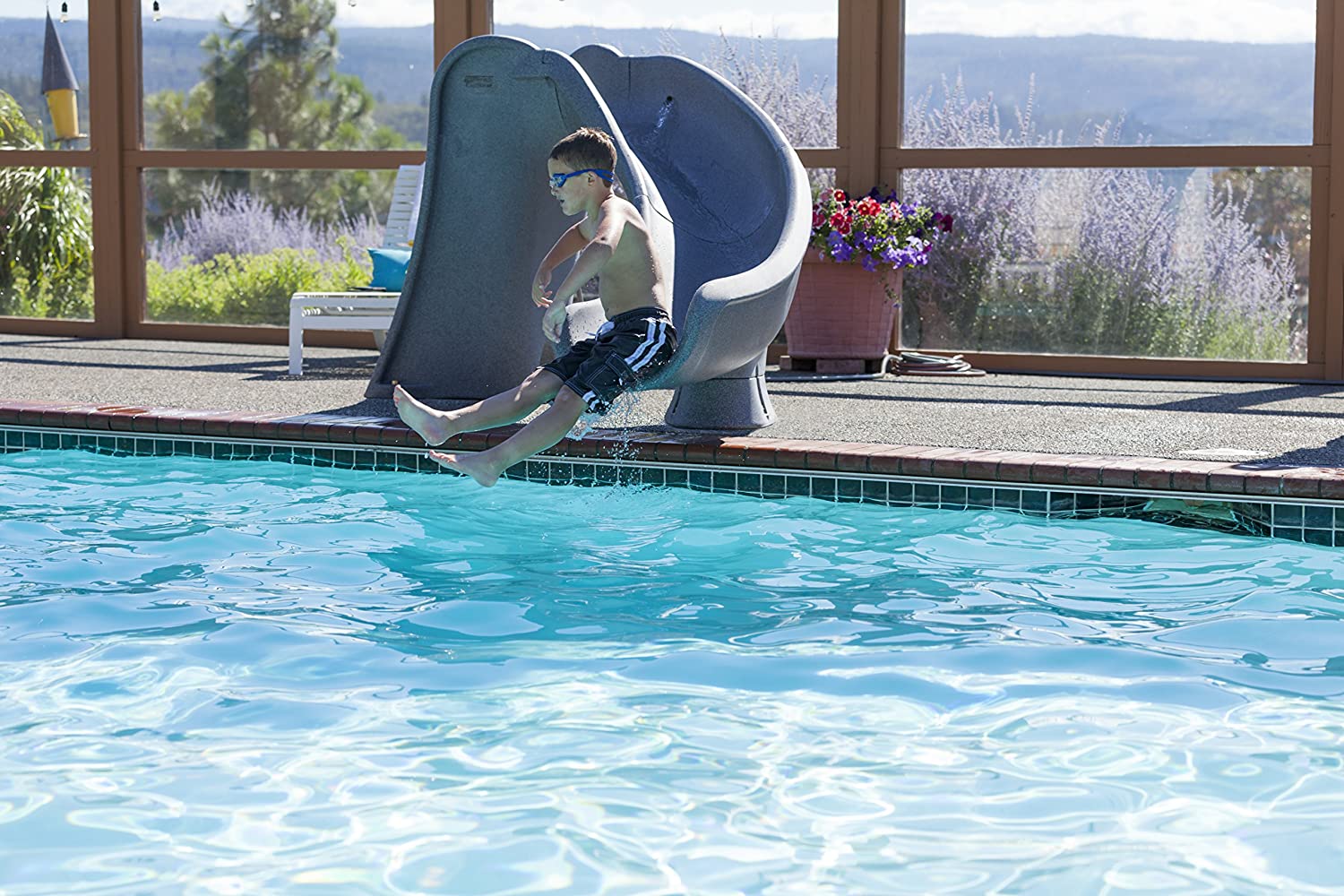 S.R.Smith 698-209-58123 Cyclone Right Curve Pool Slide, Sandstone