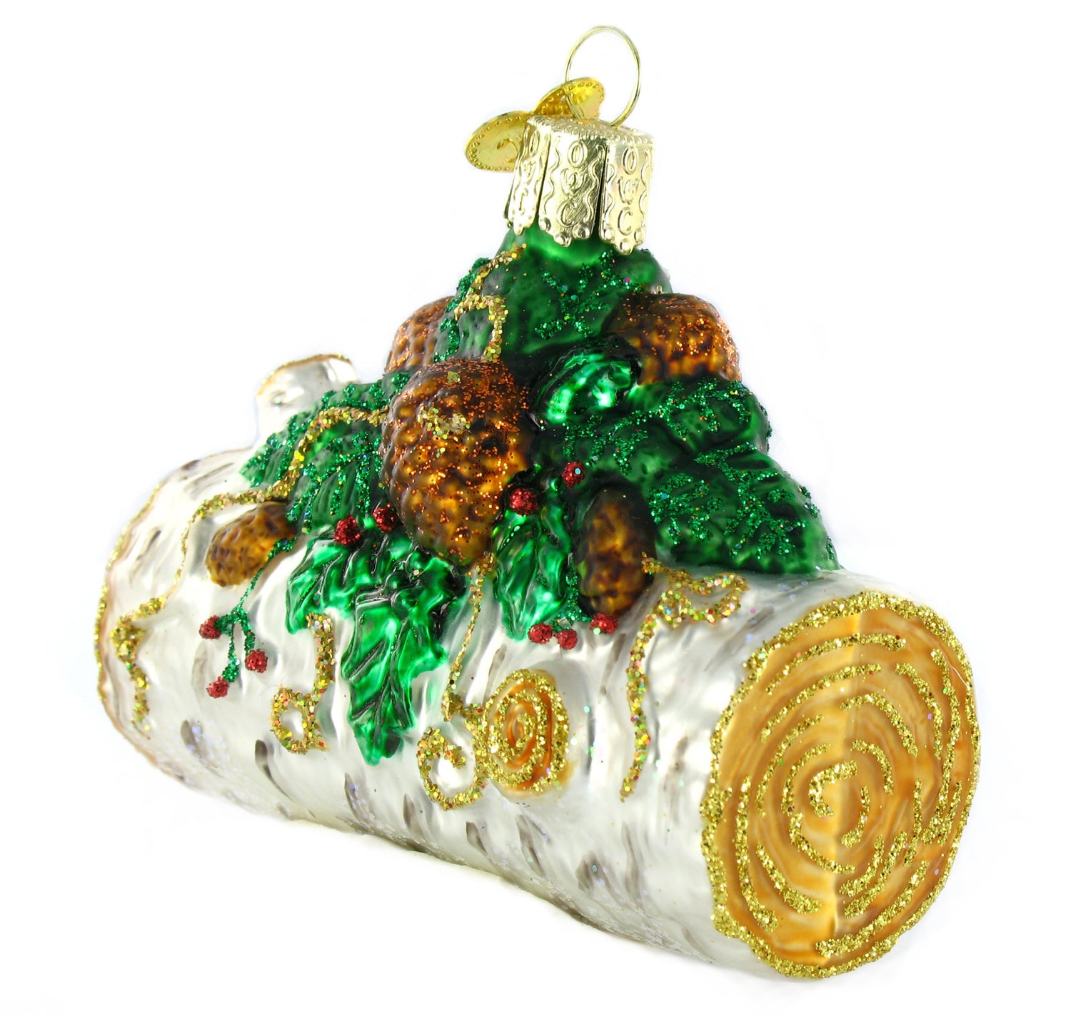 Old World Christmas Yule Log Glass Blown Ornament for Christmas Tree, Handcrafted Holiday Decoration, Holiday Dessert Collection