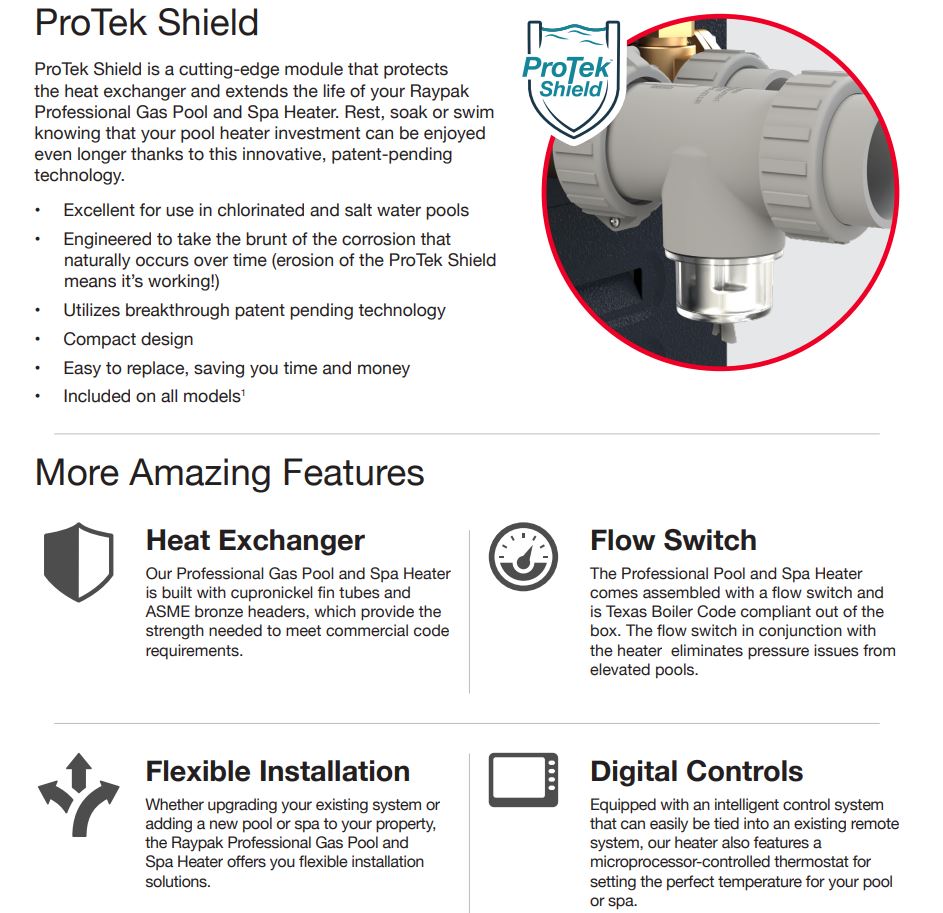 Raypak B-R408-EN-X #50, Professional Series, Digital Cupro-Nickel, ASME, Pool & Spa Heater, 120/240V | 399,000 BTU
