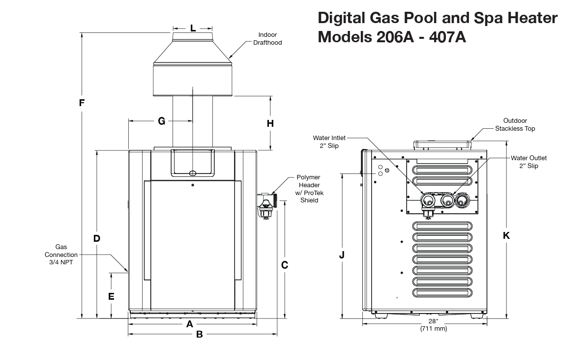 Raypak P-R336A-EP-C Digital Propane Gas Heater | 336k BTU | 009226