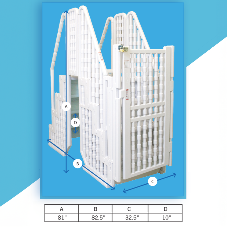 Poolzilla Pool Step Set for Above Ground Pools with Crossover Bridge, and a Lockable Gate - for 48’’ to 54’’ in. Above Ground Pools