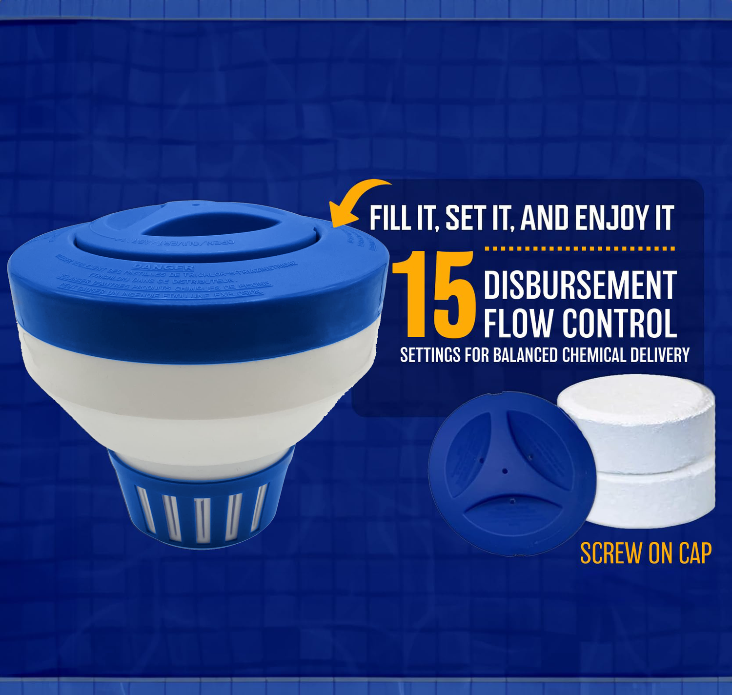 Poolzilla Deluxe Chlorine Feeder - Up to 3” Tablets