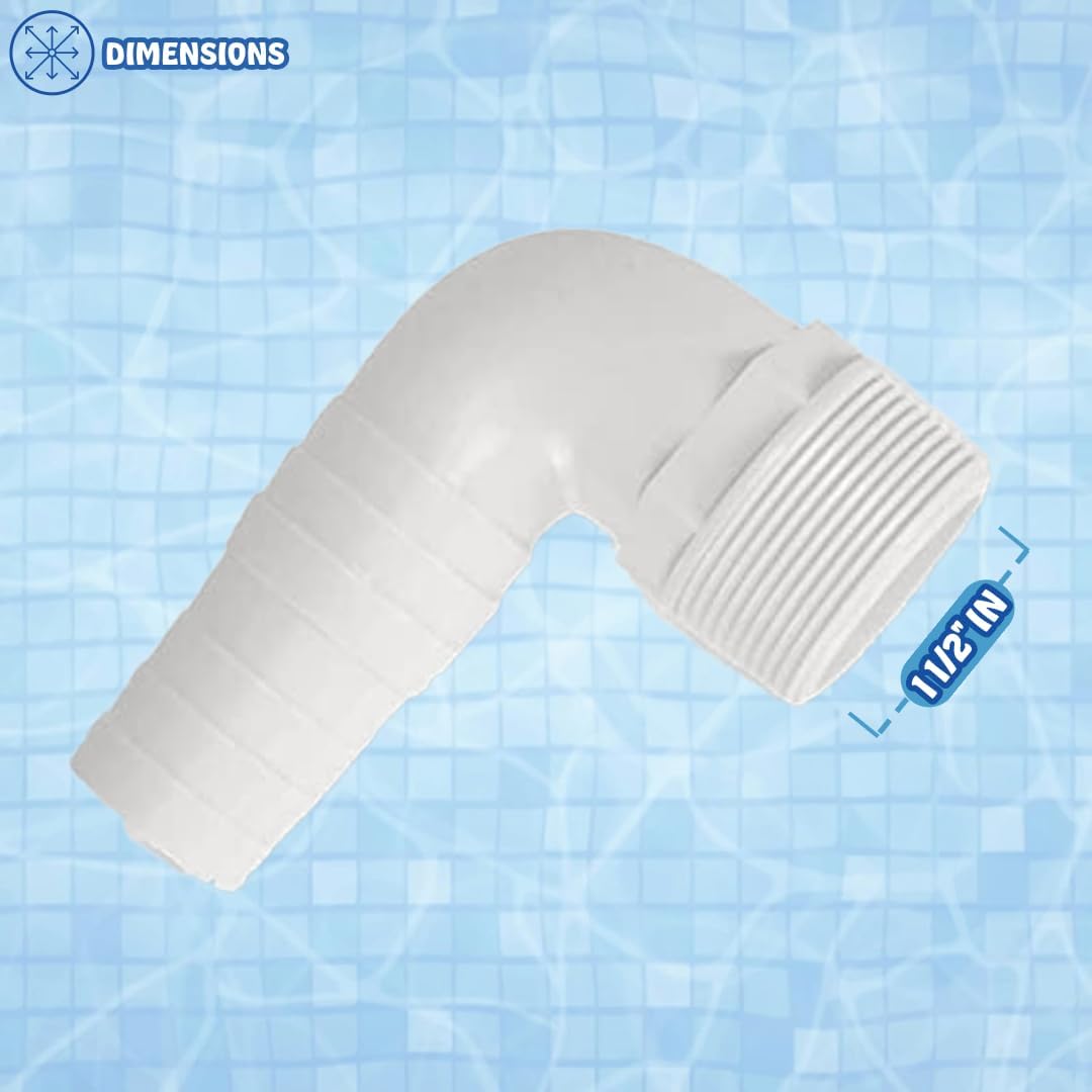Poolzilla 1 ½” Elbow Adapter for Swimming Pools - Durable PVC - Connector for Pool Filter Hoses - 1 Adapter