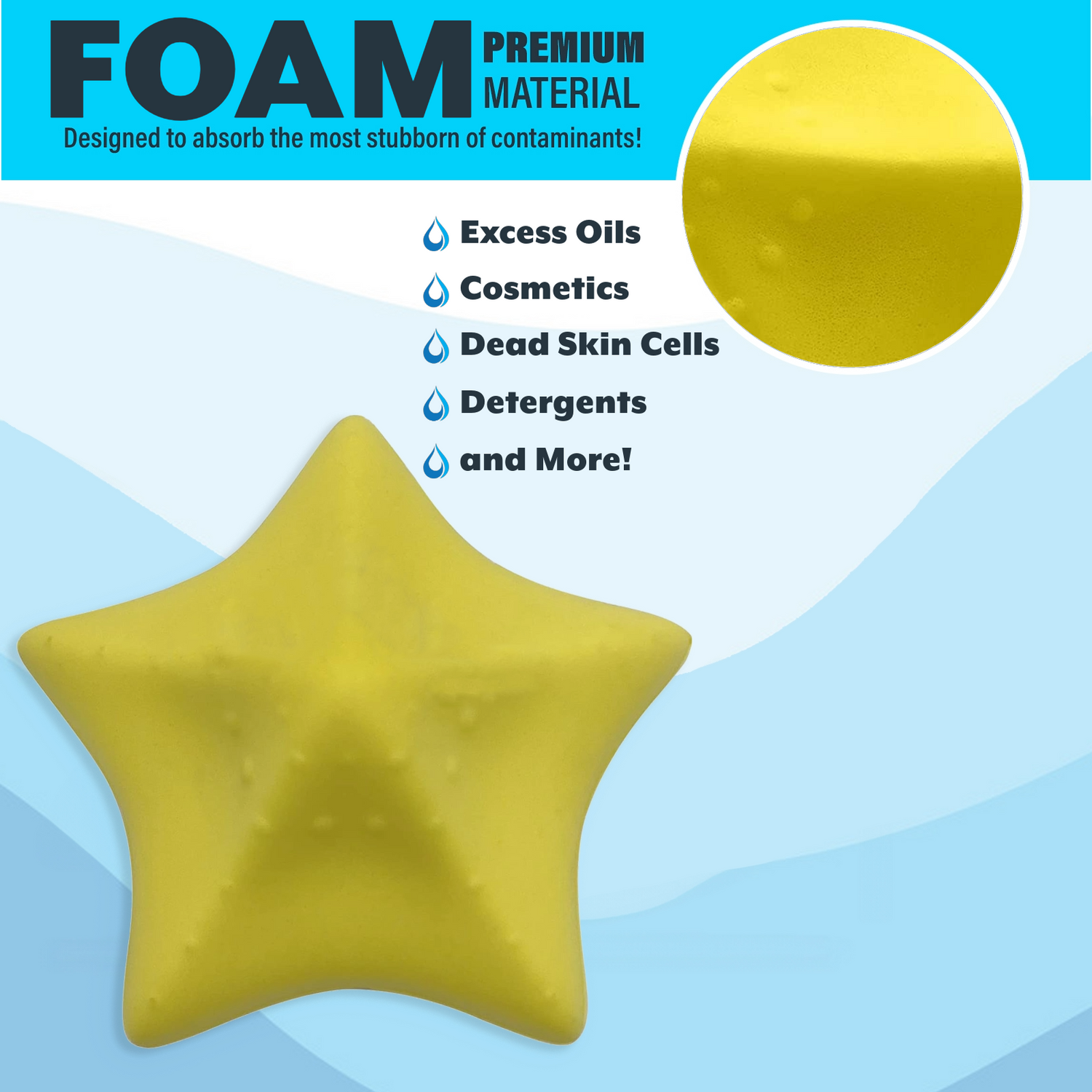 Poolzilla Scum Star Oil Absorbing Sponge for Cleaning Hot Tubs, Spas and Swimming Pools