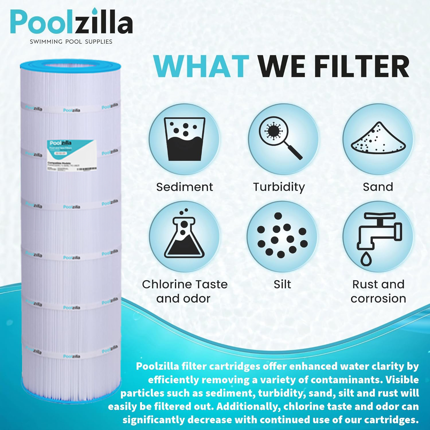 Poolzilla Replacement Pool Filter for Jandy CS200, PJANCS200, R0462400, Unicel C-8418, Filbur FC-0823, Aladdin 35002, 200
