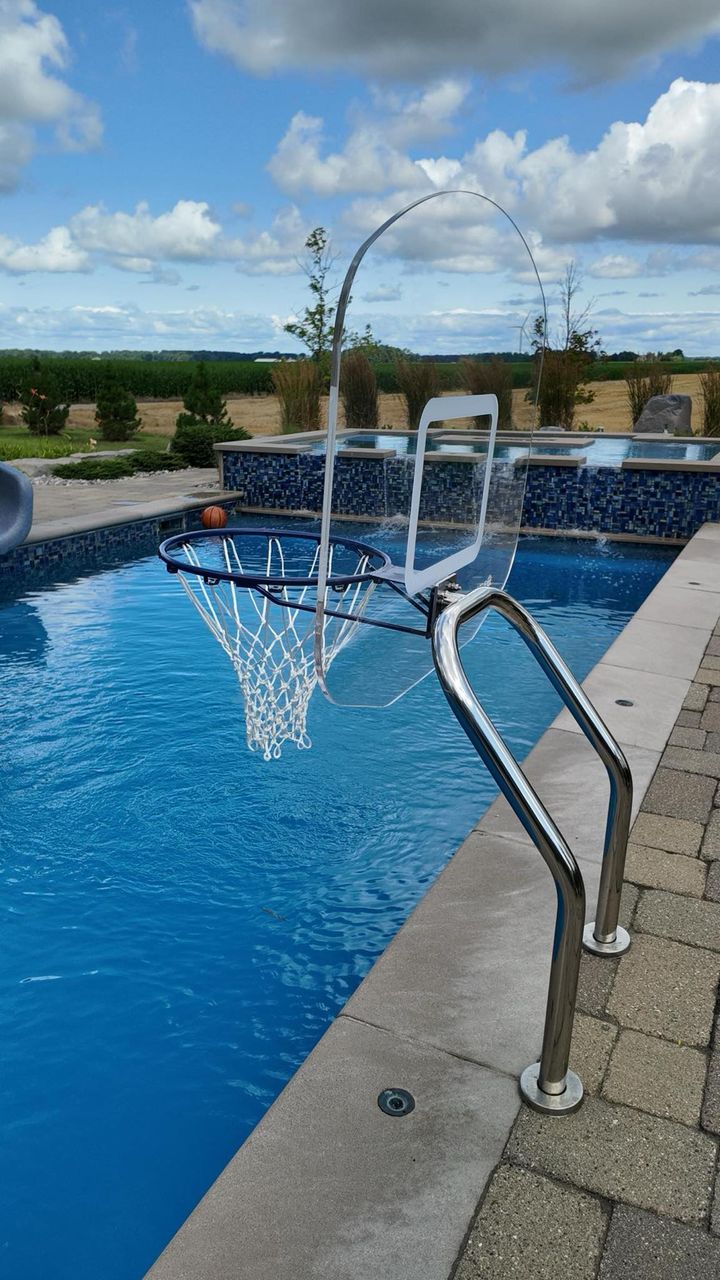 Global Pool Products X2 Dual Pole Basketball Hoop Set - for Inground Swimming Pool - 12'' Offset - 16