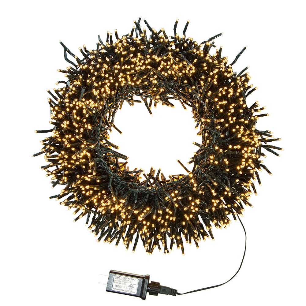 Kurt S. Adler 65' 2,000L Classic White 3MM LED Multifunction Cluster Garland With Green Wire