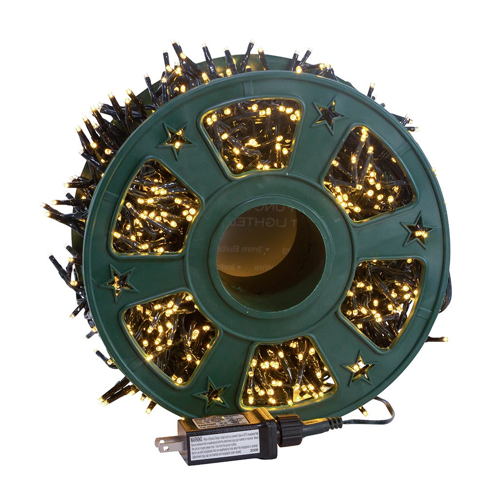 Kurt S. Adler 98' 1,200L Warm White 3MM LED Multifunction Rice Lights With Green Wire On Spool