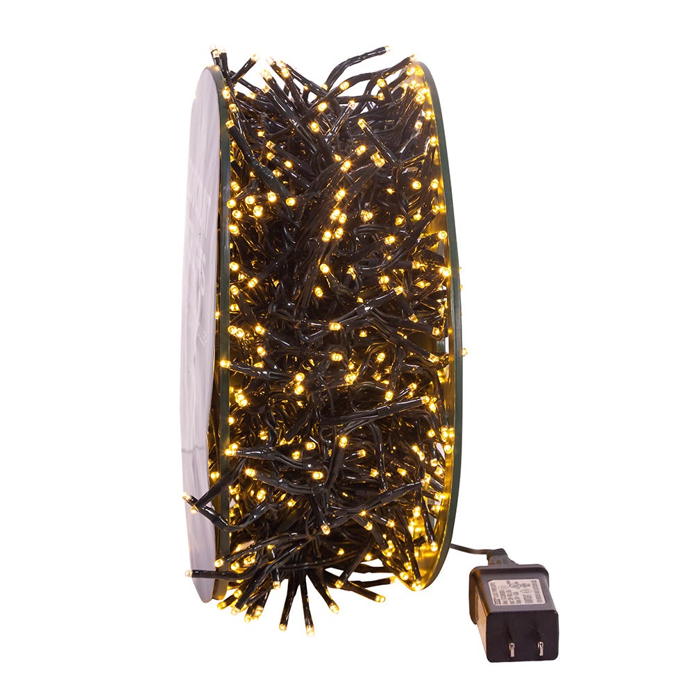 Kurt S. Adler 98' 1,200L Warm White 3MM LED Multifunction Rice Lights With Green Wire On Spool