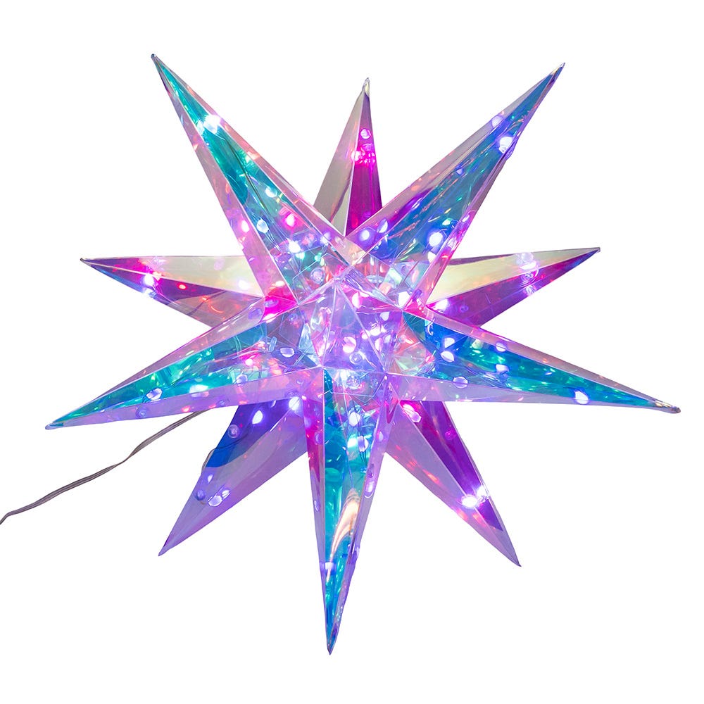 Kurt S. Adler 14.5“ Lighted Magical Iridescence Holographic Foldable Starburst + Remote