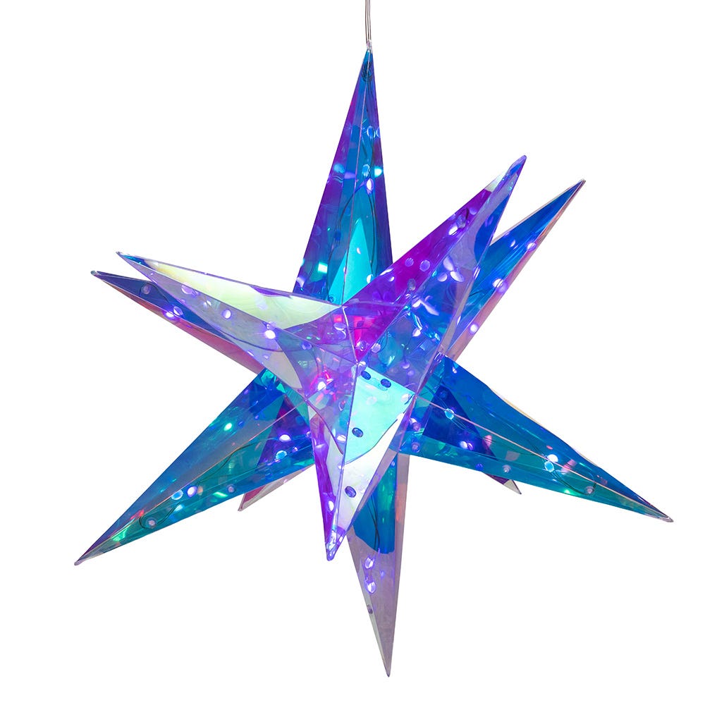 Kurt S. Adler 19.25“ Lighted Magical Iridescence Holographic Foldable Starburst + Remote