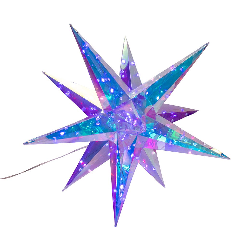 Kurt S. Adler 19.25“ Lighted Magical Iridescence Holographic Foldable Starburst + Remote
