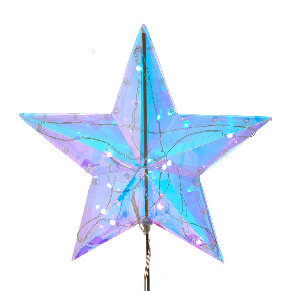 Kurt S. Adler 13.25β Lighted Magical Iridescence Holographic Star Treetop + Remote