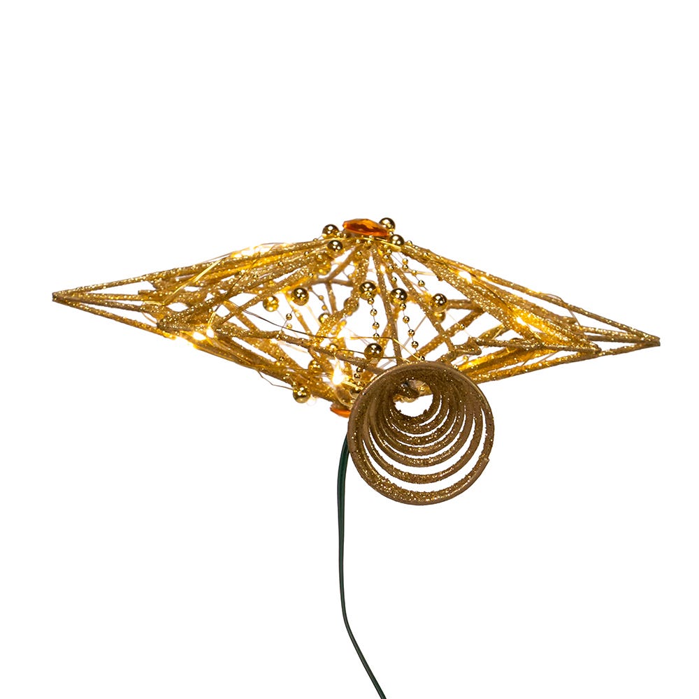 Kurt S. Adler 15.5“ 30L Warm White Fairy LED Gold Star Treetop