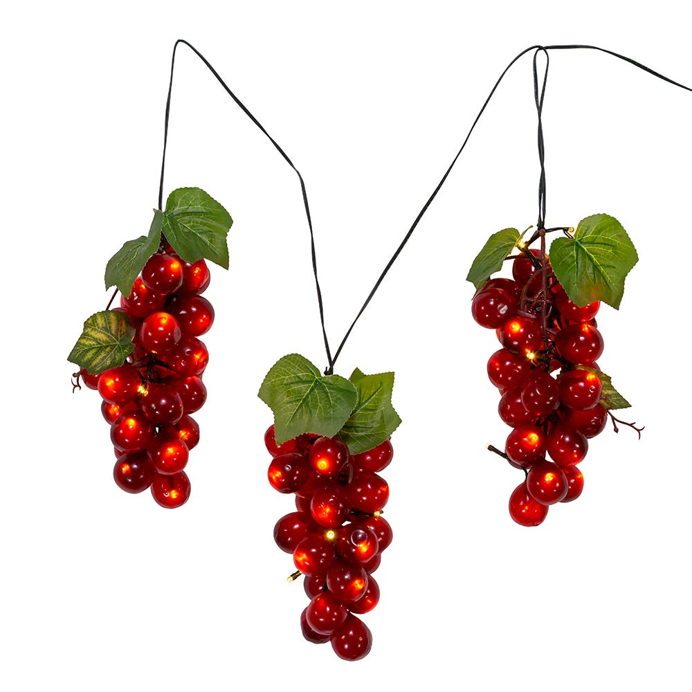 Kurt S. Adler 6' 75L Large Purple Grape Cluster LED Light Set With Green Wire