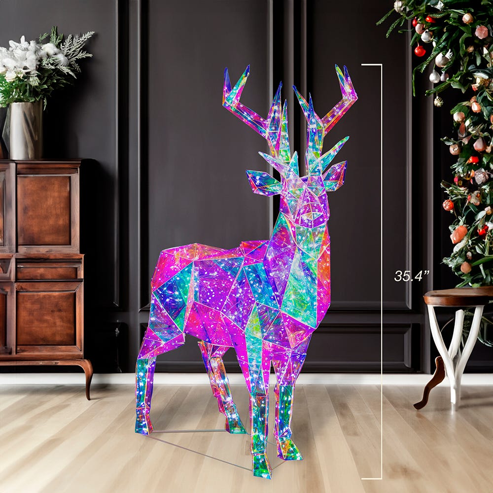Kurt S. Adler 35.4β Lighted Magical Iridescence Holographic Reindeer