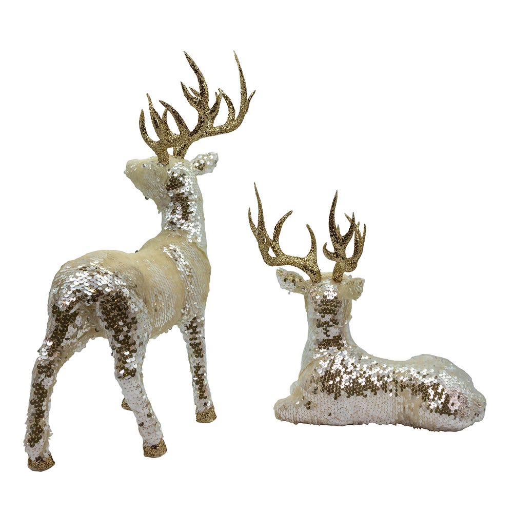 Kurt S. Adler Shiny Gold Standing & Lying Deer Table Pieces, 2 Assorted