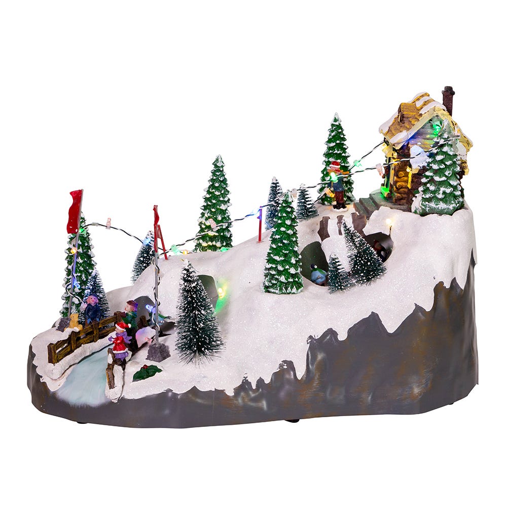Kurt S. Adler Battery-Operated LED Musical Skiing Village