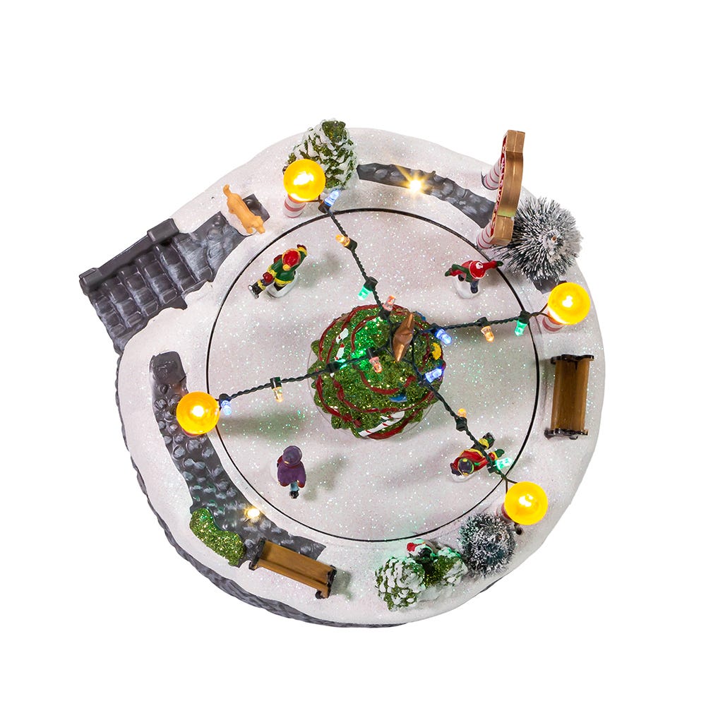 Kurt S. Adler Battery-Operated Musical LED Lighted Ice Rink With Trees Tabletop