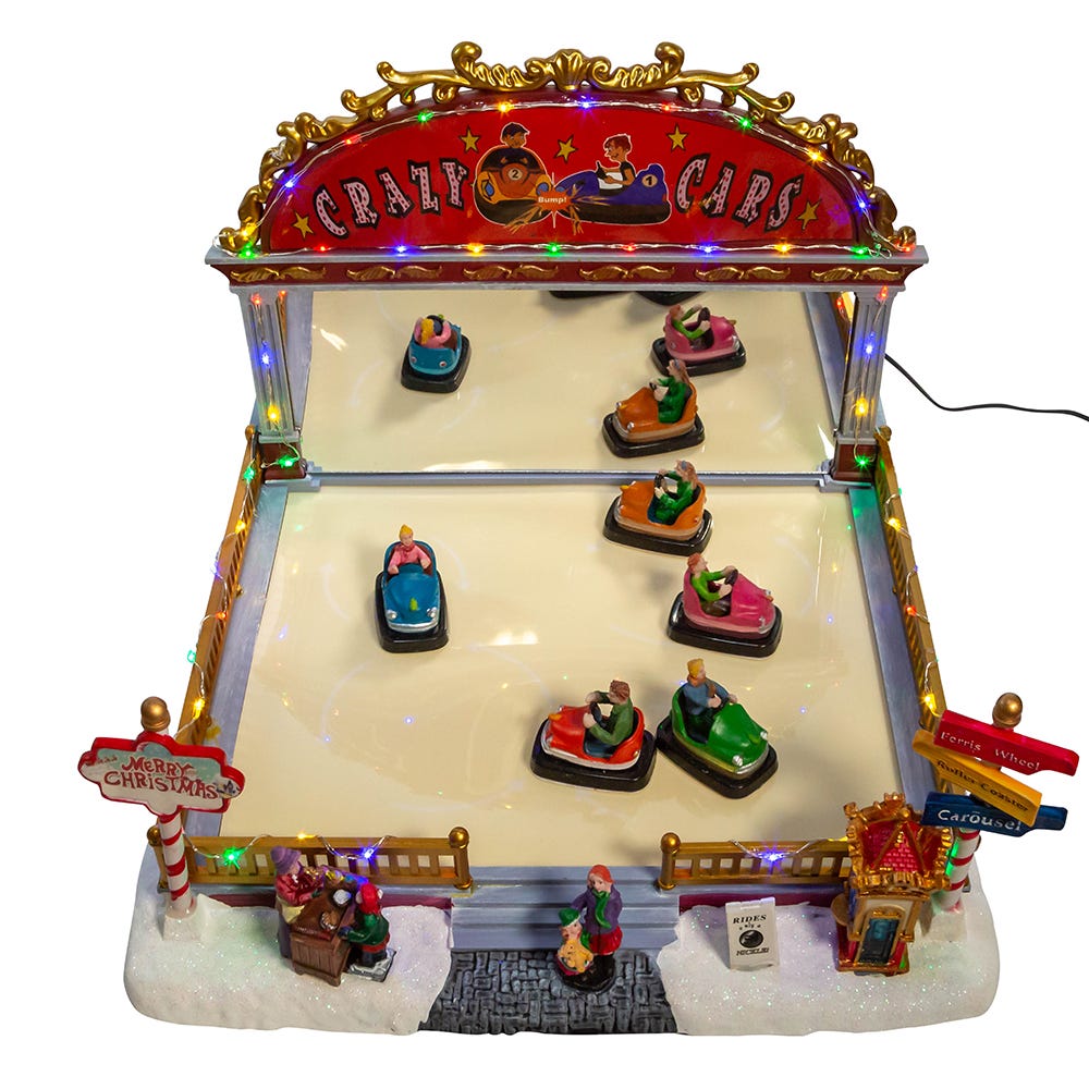 Kurt S. Adler Battery-Operated LED Light-Up Musical Bumper Cars Table Piece