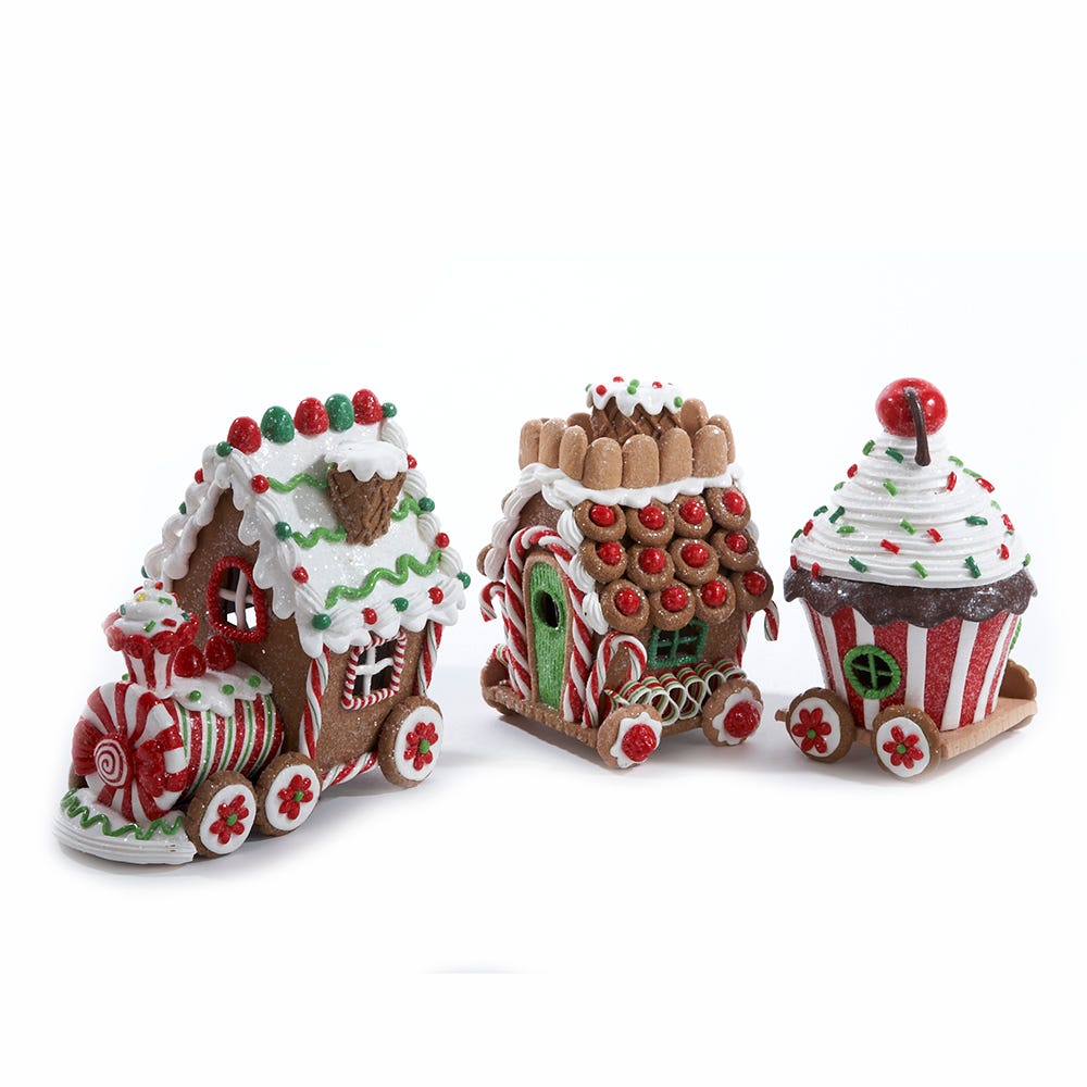 Kurt S. Adler 4.3β Battery-Operated LED Claydough Gingerbread Train, 3 Piece Set