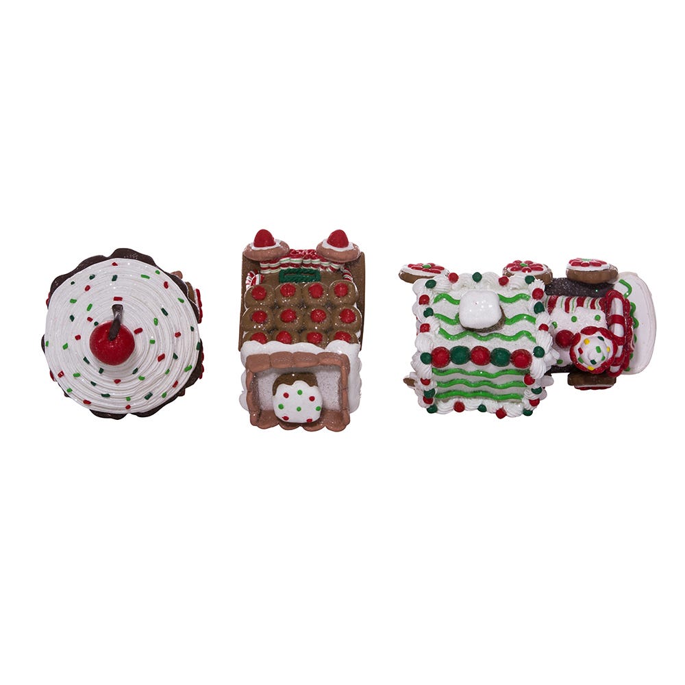 Kurt S. Adler 4.3“ Battery-Operated LED Claydough Gingerbread Train, 3 Piece Set