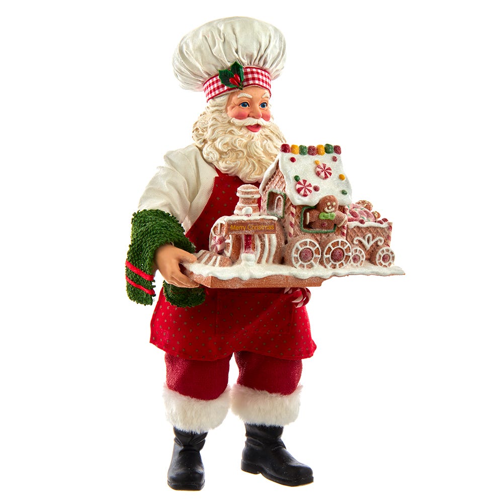 Kurt S. Adler 11“ Fabriché™ Chef Santa with Gingerbread Train