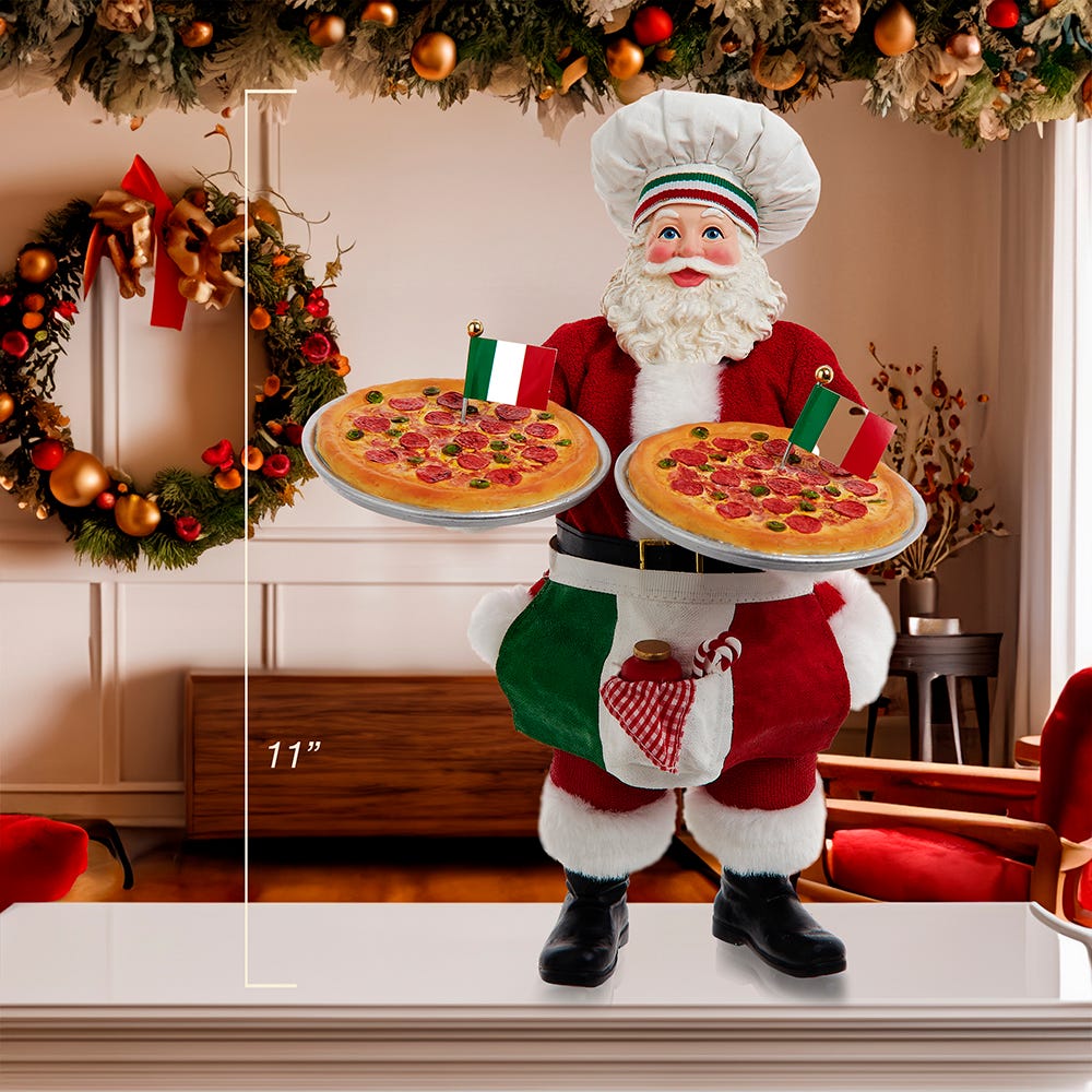 Kurt S. Adler 11“ Fabriché™ Chef Santa With Two Pizza's