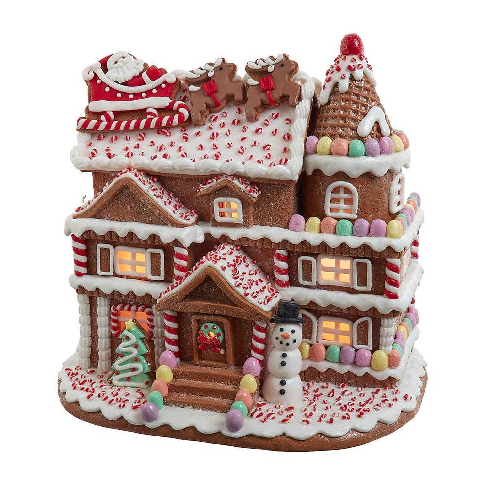 Kurt S. Adler 10β Pre-Lit Gingerbread House With Santa