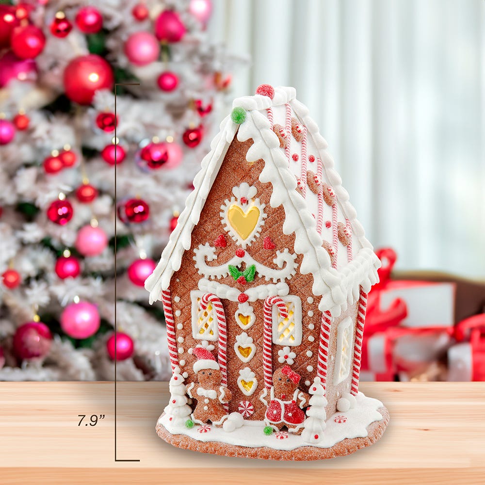 Kurt S. Adler 7.87“ Battery Operated LED Gingerbread House With Heart