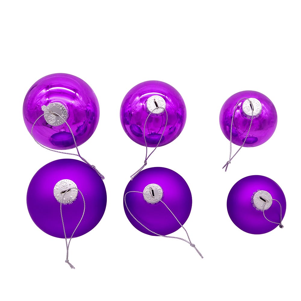 Kurt S. Adler 60MM - 80MM Glass Shiny and Matte Purple Mixed Ball Ornaments, 20-Piece Box