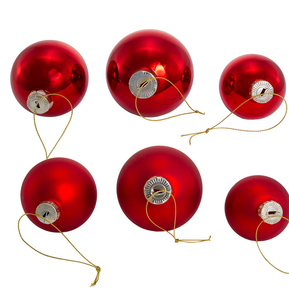 Kurt S. Adler 60MM 80MM Glass Shiny and Matte Red Ball Ornaments, 20-Piece Box