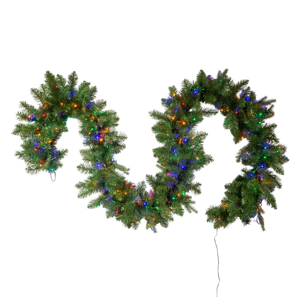Kurt S. Adler 9' Pre-Lit Multicolored Cluster LED Noble Fir Garland