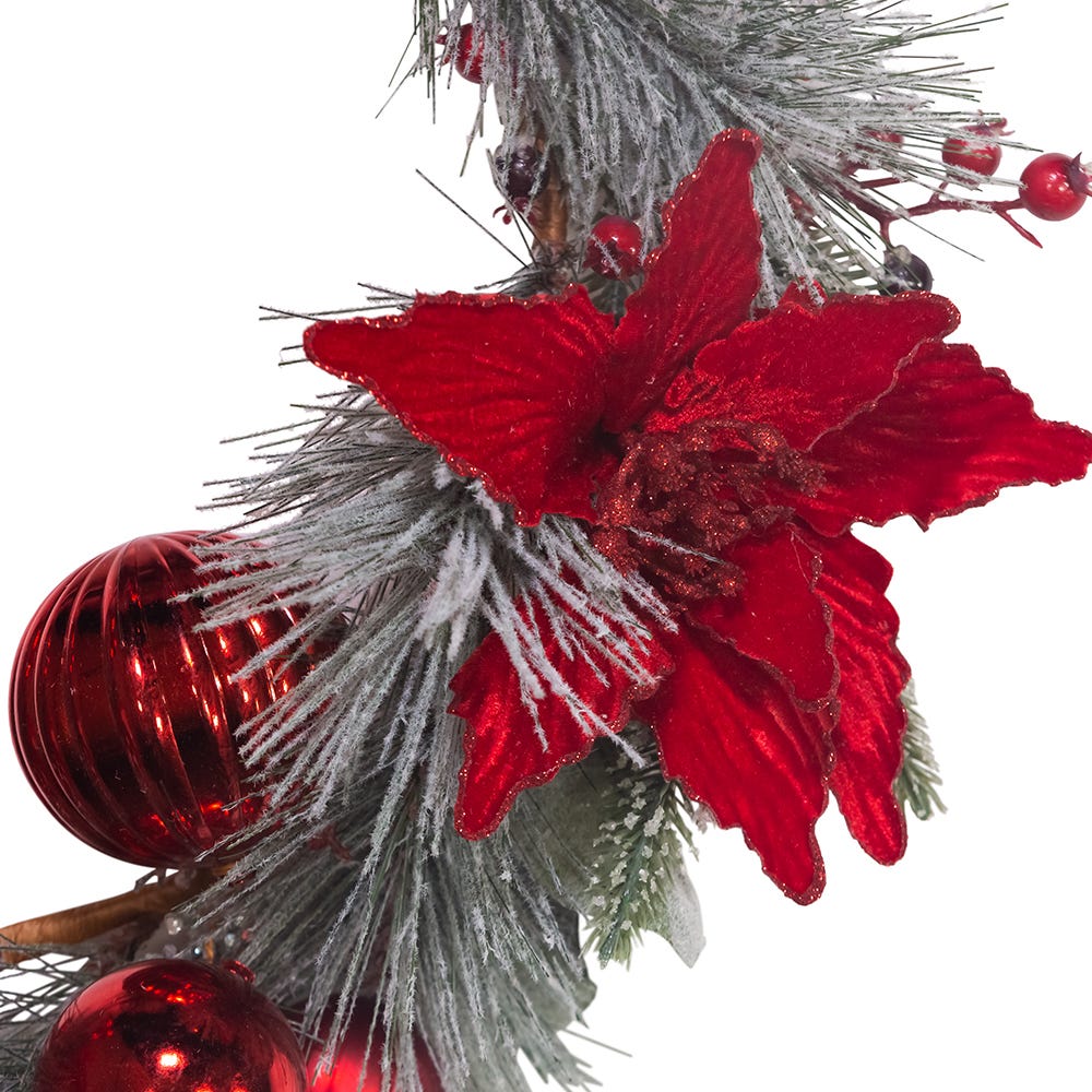 Kurt S. Adler 20“ Un-Lit Red Berries and Poinsettia Wreath