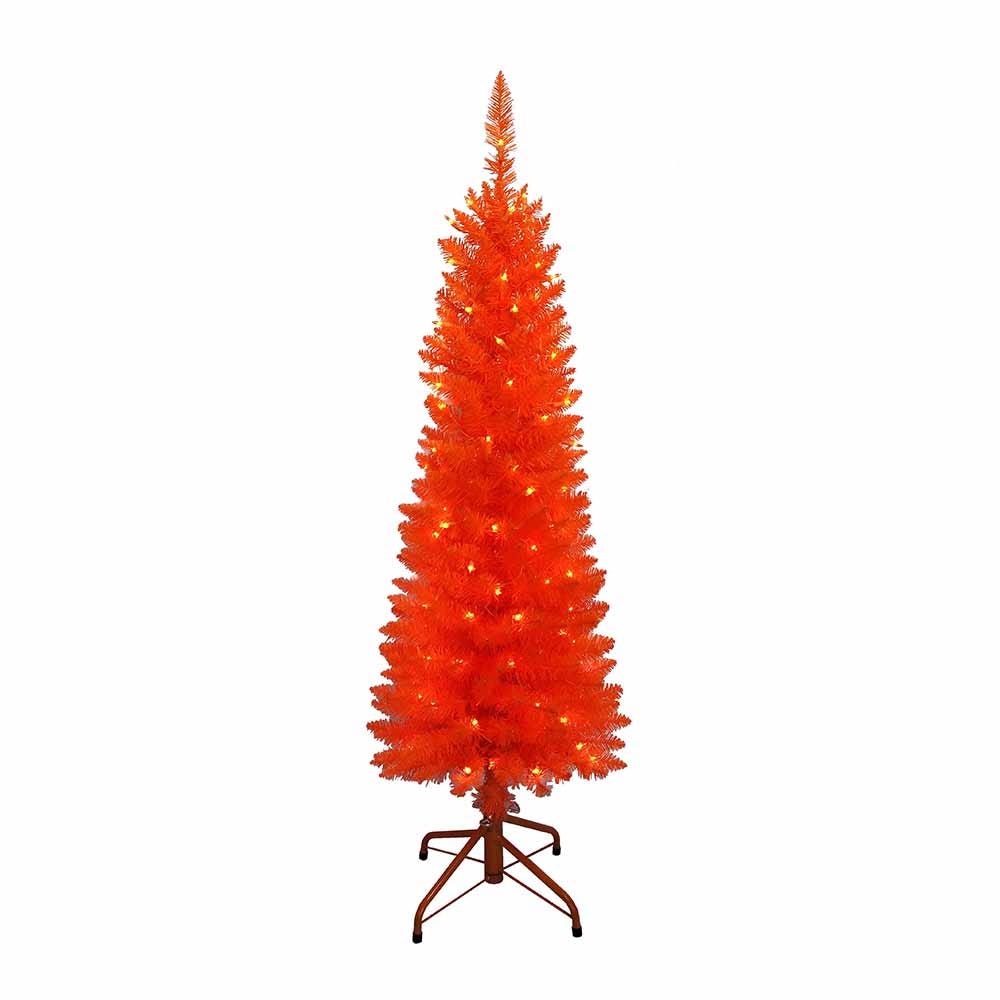 Kurt S. Adler 4' Pre-Lit Orange Incandescent Orange Slim Tree