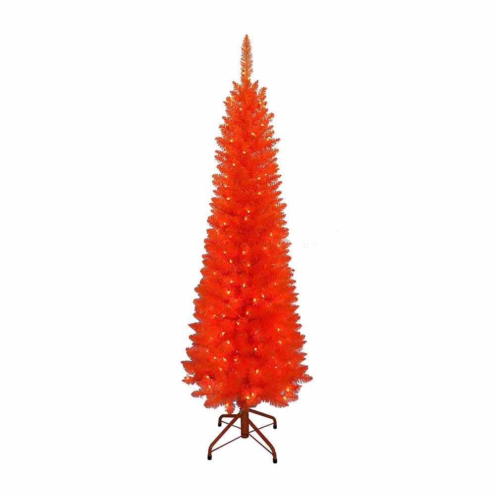 Kurt S. Adler 5' Pre-Lit Orange Incandescent Orange Slim Tree