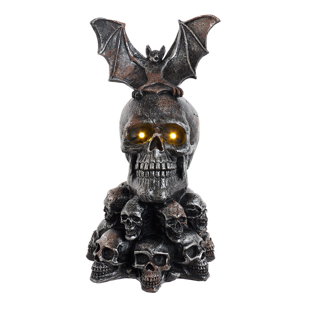 Kurt S. Adler 11.5“ Battery Operated Bat On Skull Table Piece