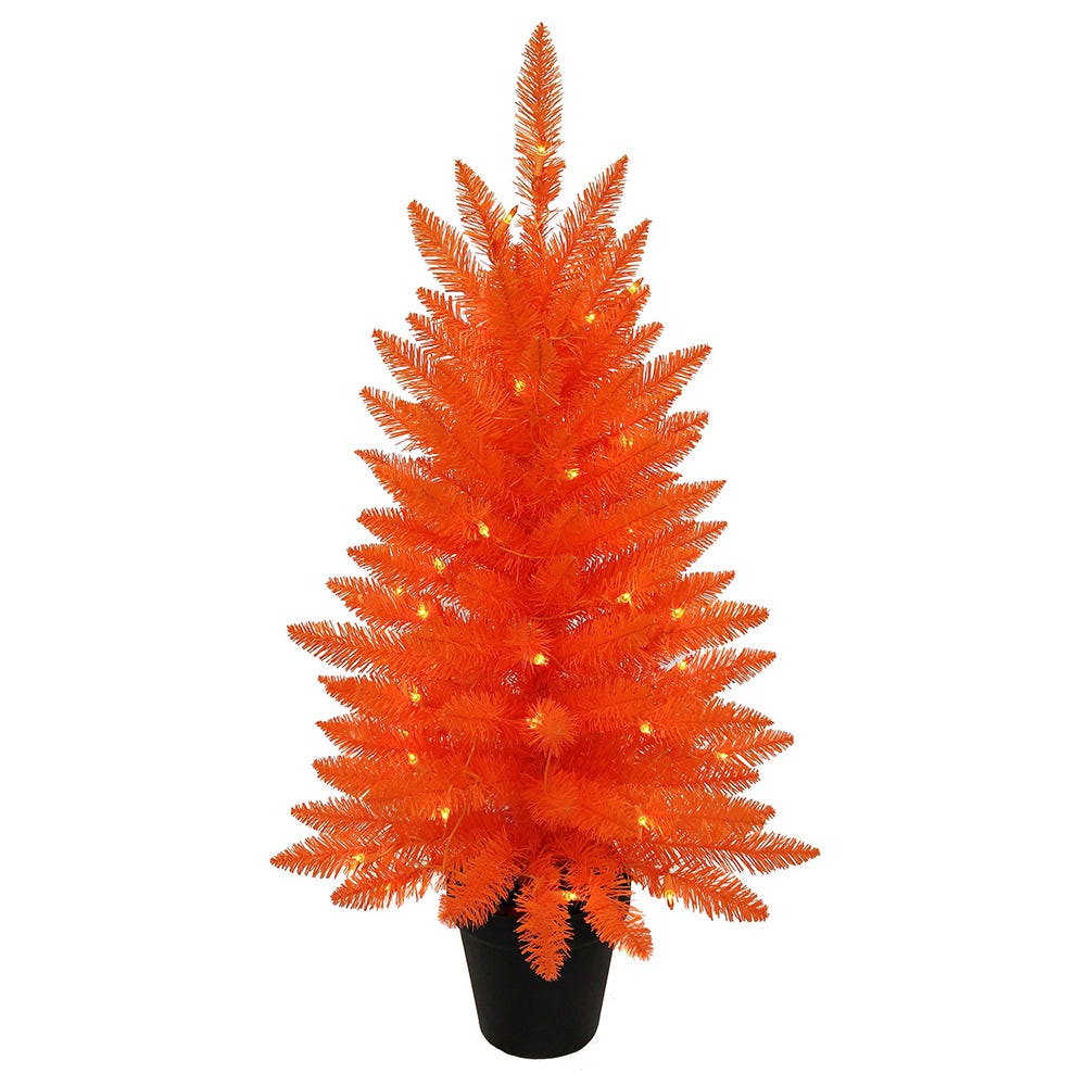Kurt S. Adler 3' Pre-Lit Orange Incandescent Halloween Orange Potted Tree