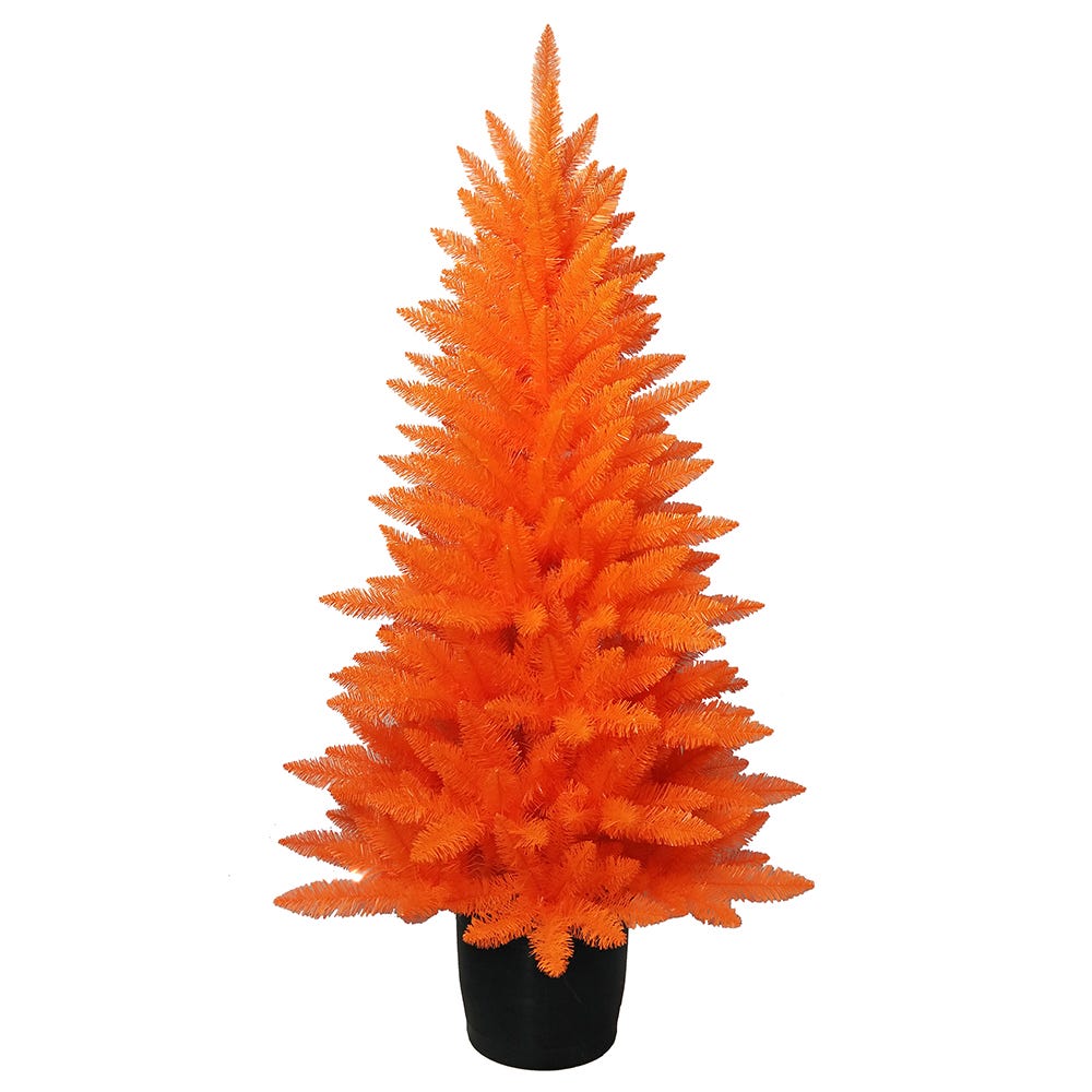 Kurt S. Adler 4.5' Un-Lit Halloween Orange Potted Tree