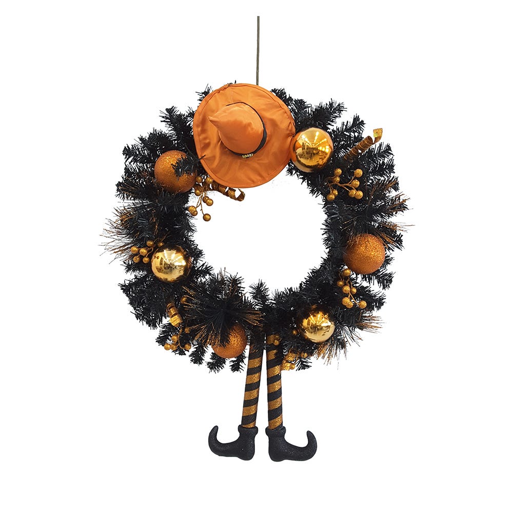 Kurt S. Adler 33β Un-Lit Orange Halloween Wreath