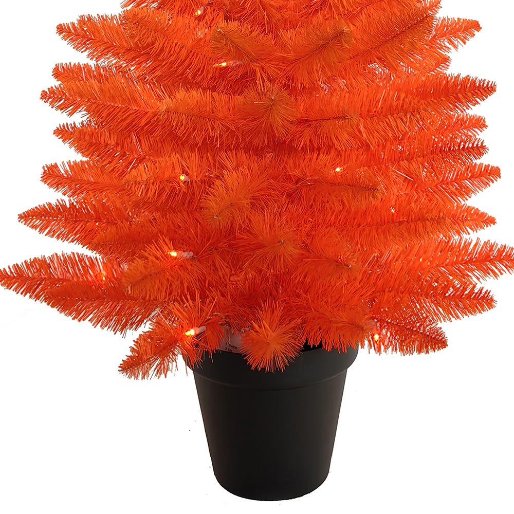 Kurt S. Adler 3' Battery Operated Pre-Lit Halloween Orange Potted Tree With Orange LED Lights