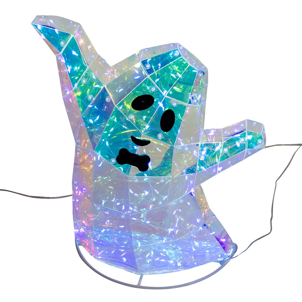 Kurt S. Adler 12“-22“ Lighted Magical Iridescence Holographic Witch & Two Ghosts, 3-Piece Set