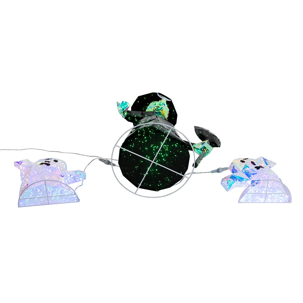Kurt S. Adler 12“-22“ Lighted Magical Iridescence Holographic Witch & Two Ghosts, 3-Piece Set
