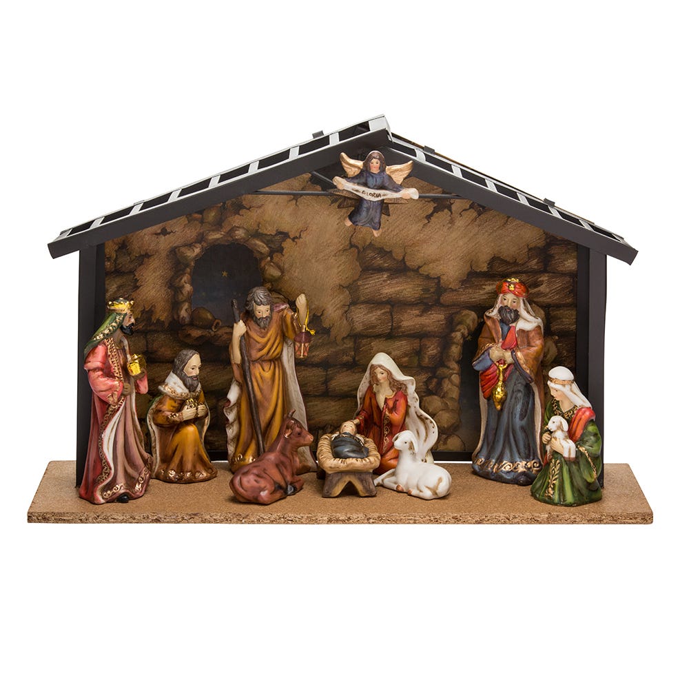 Kurt S. Adler Porcelain Nativity Set With Stable, 10-Piece Set